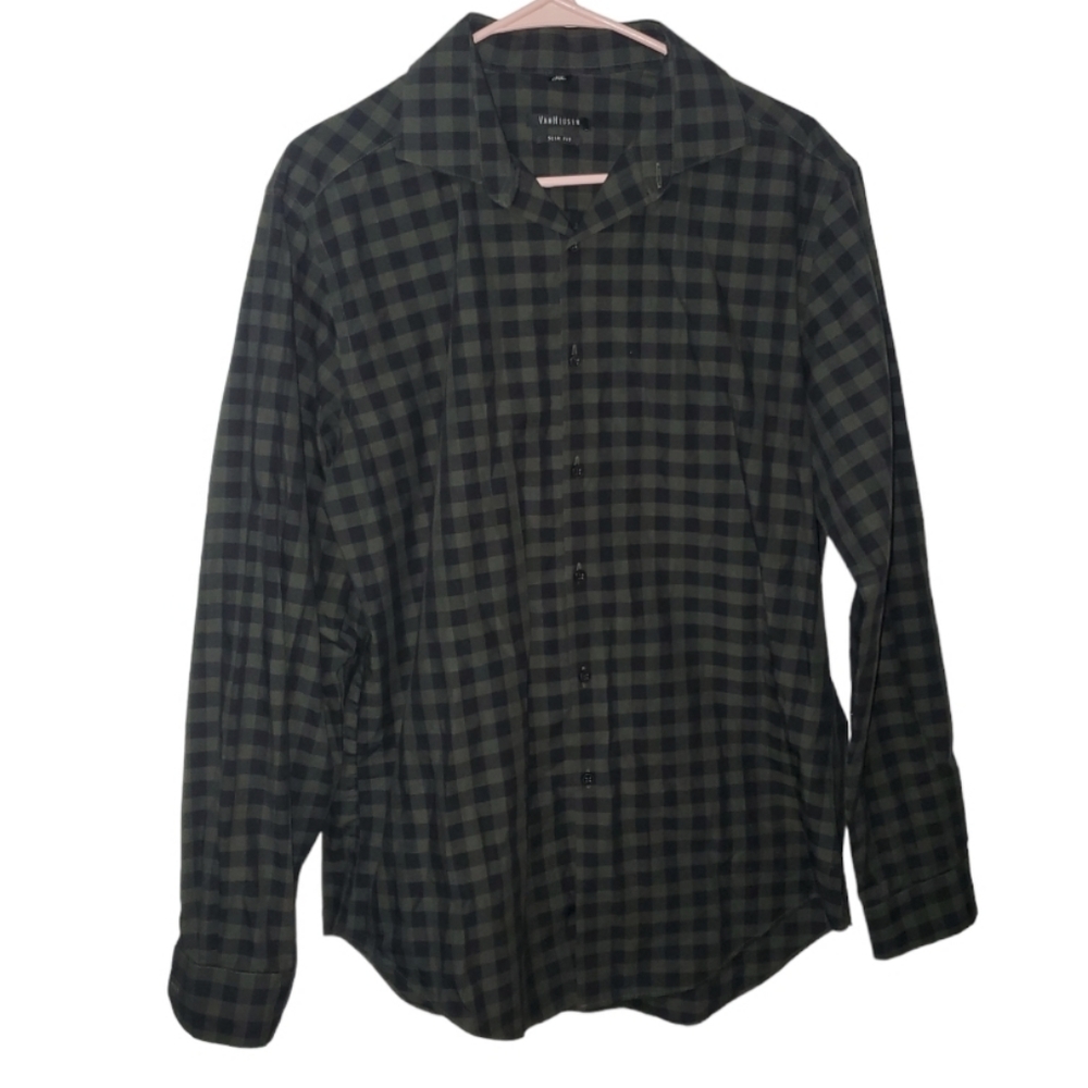 Van Heusen Mens Slim Fit Plaid Dress Shirt